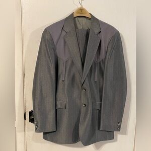 Circle S Sport Coat Mens 44L Gray Western Blazer Jacket and pants Dallas Texas‎